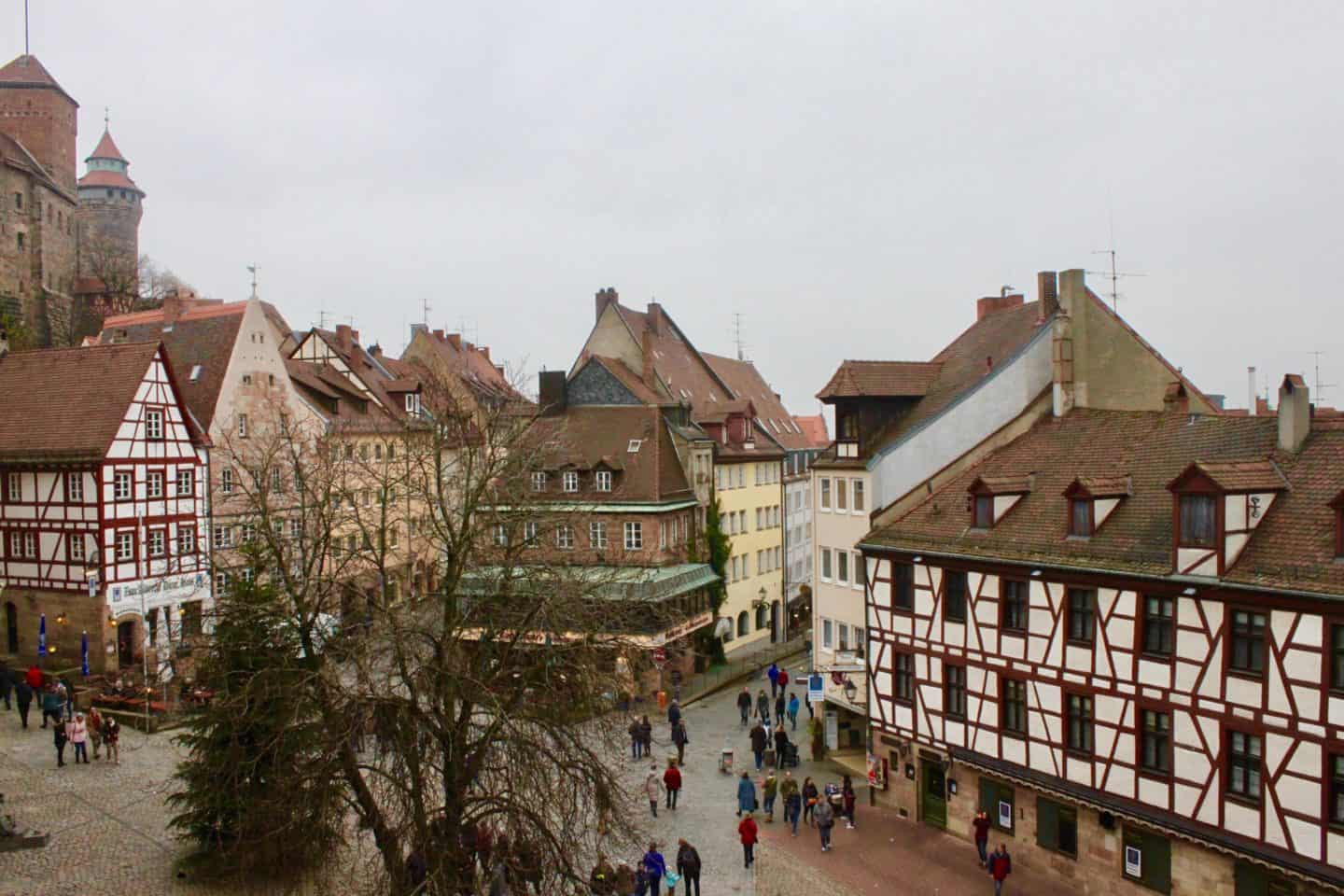 Nuremberg's medieval town centre at night