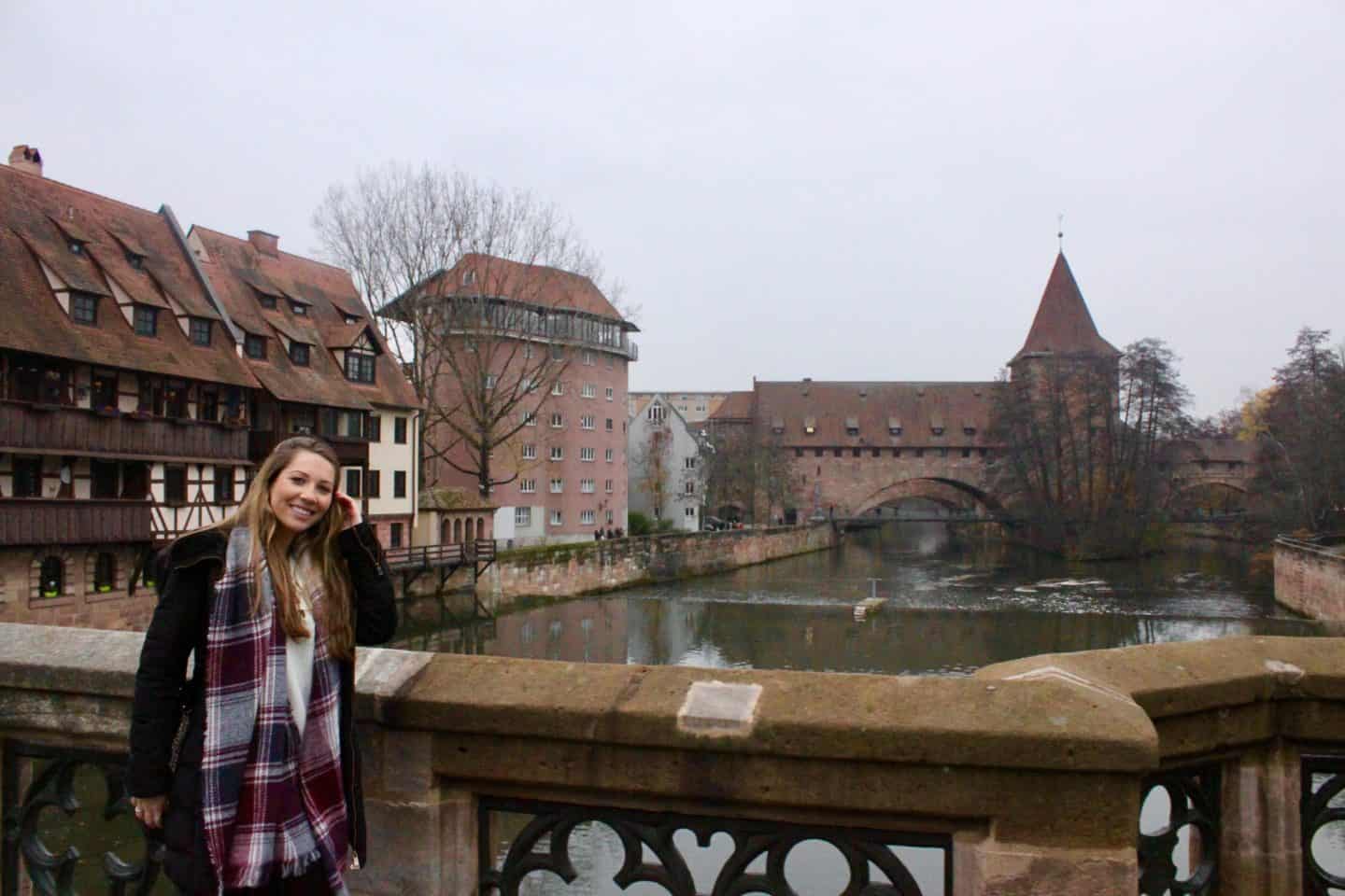 Nuremberg's medieval town centre at night