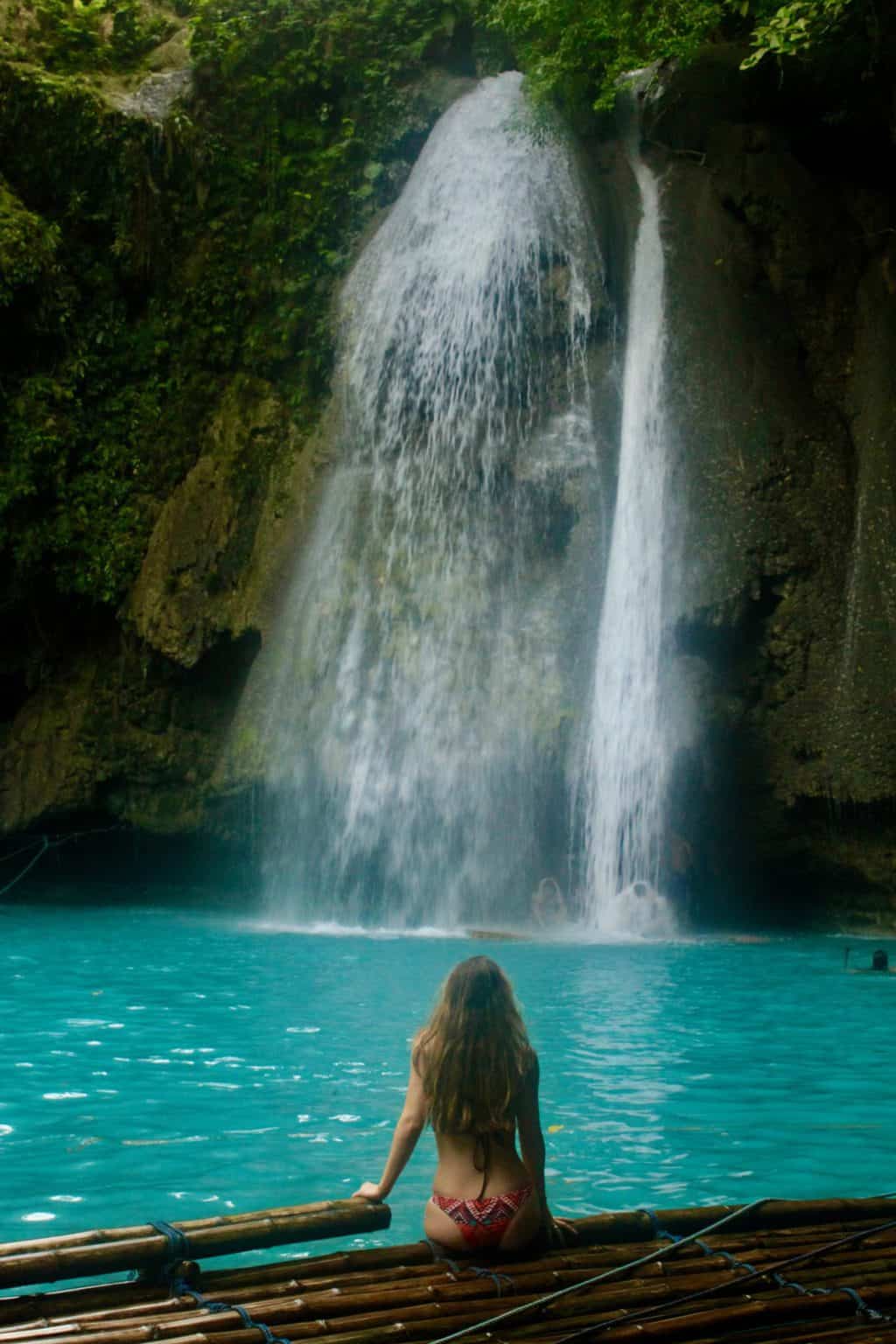 Sitting at Kawasan Falls Cebu