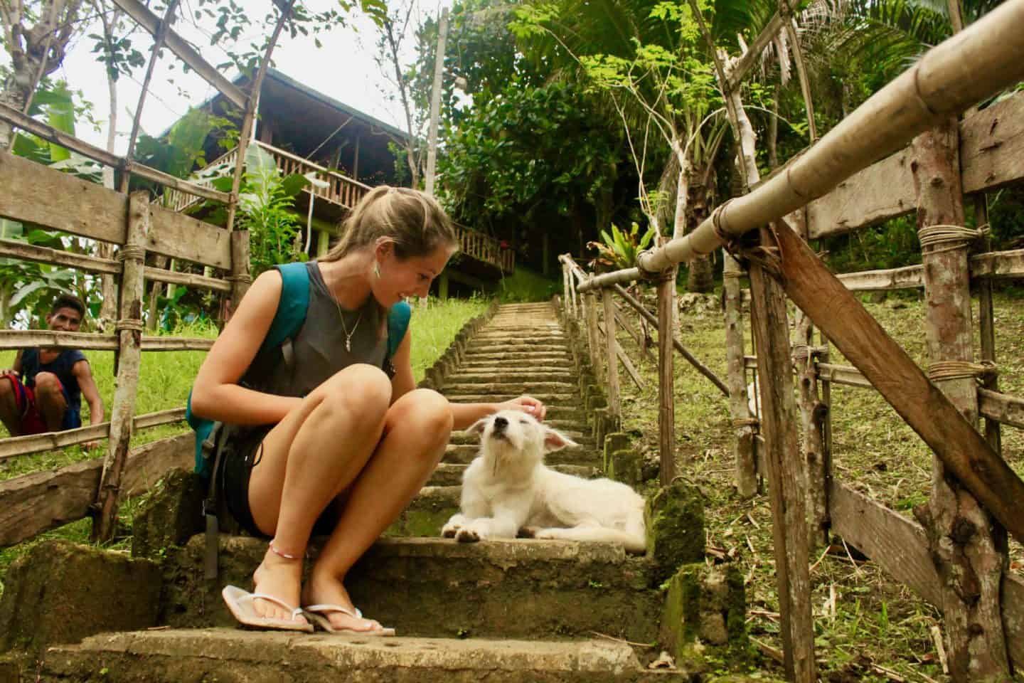 Meeting friendly dogs at the Loboc River in Bohol
