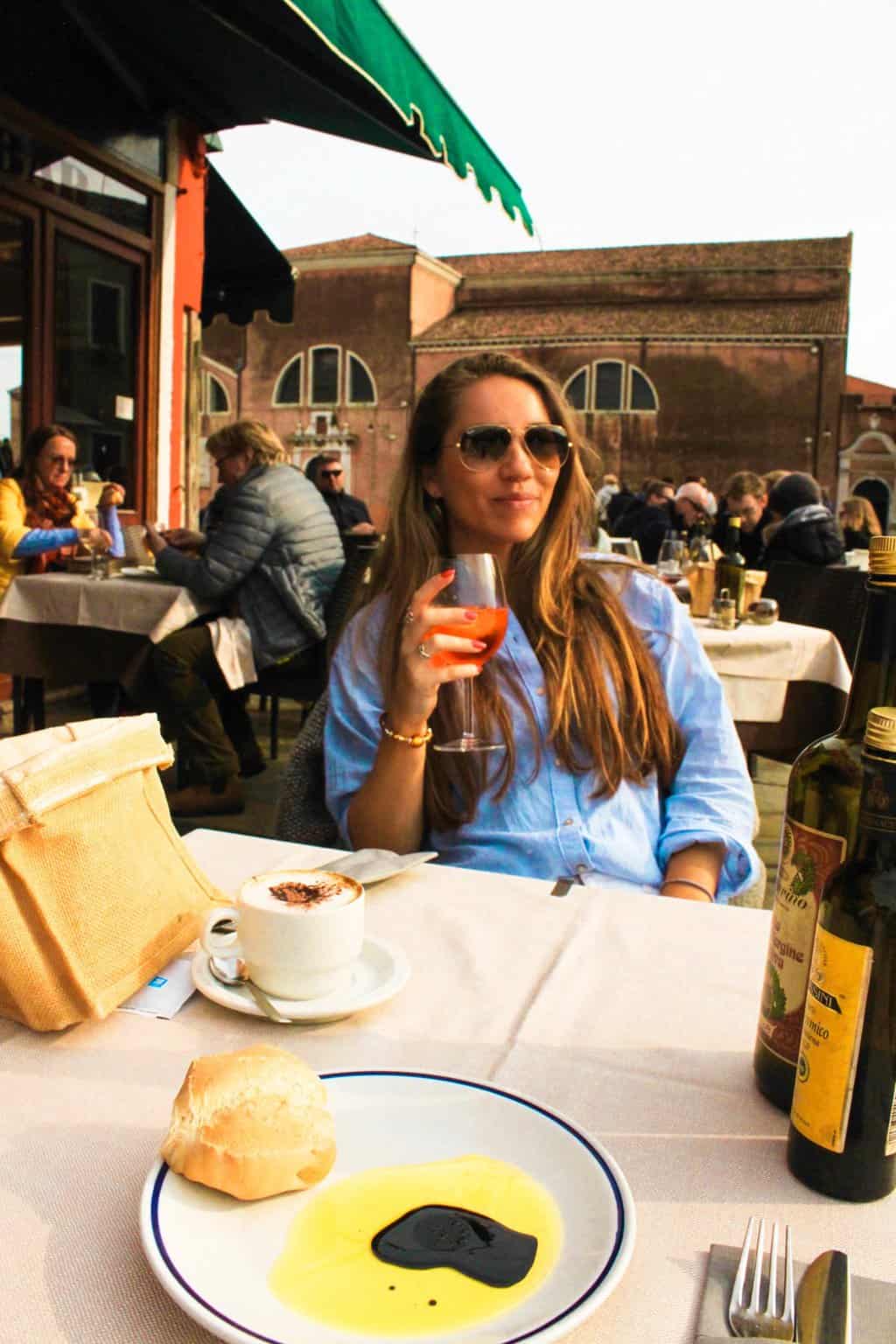 Lunch at an outdoor canalside table in Burano