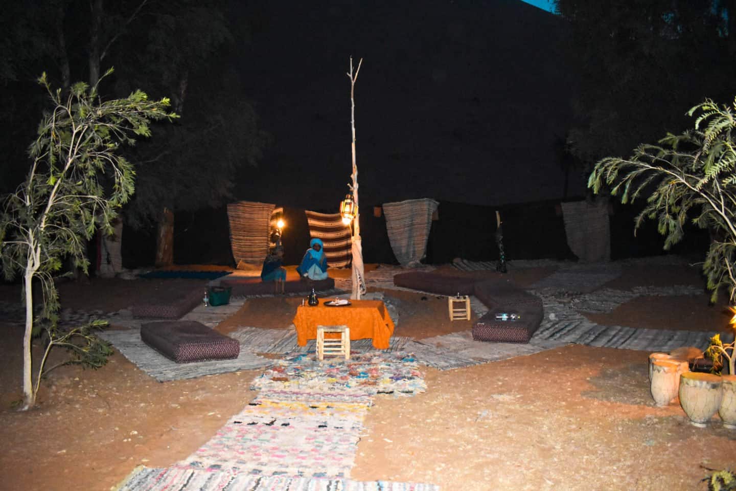 sleeping in a camp in the Sahara Desert