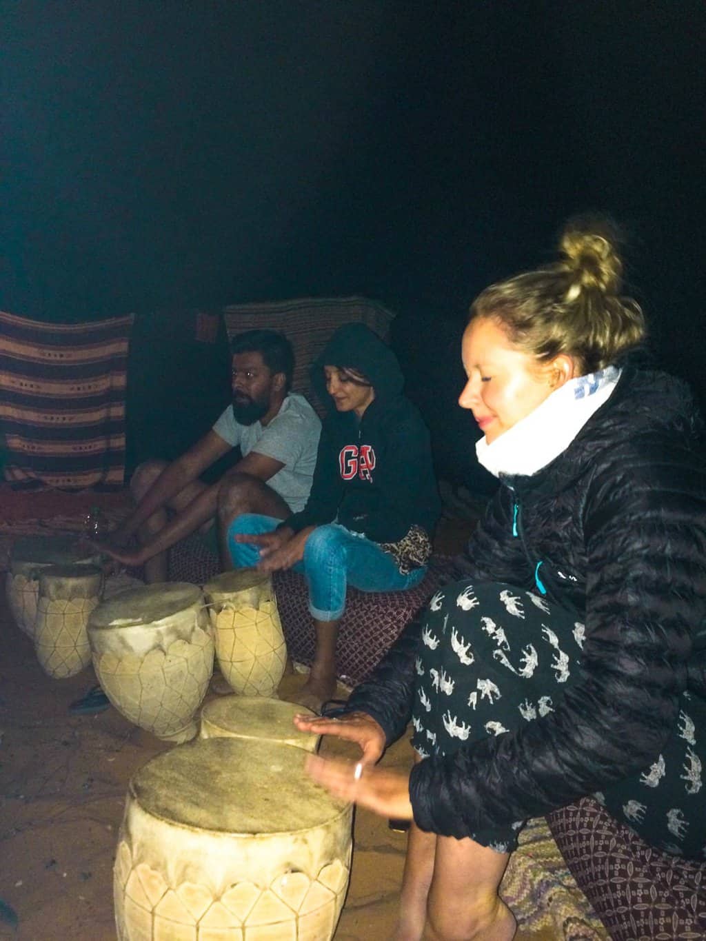 sleeping in a camp in the Sahara Desert