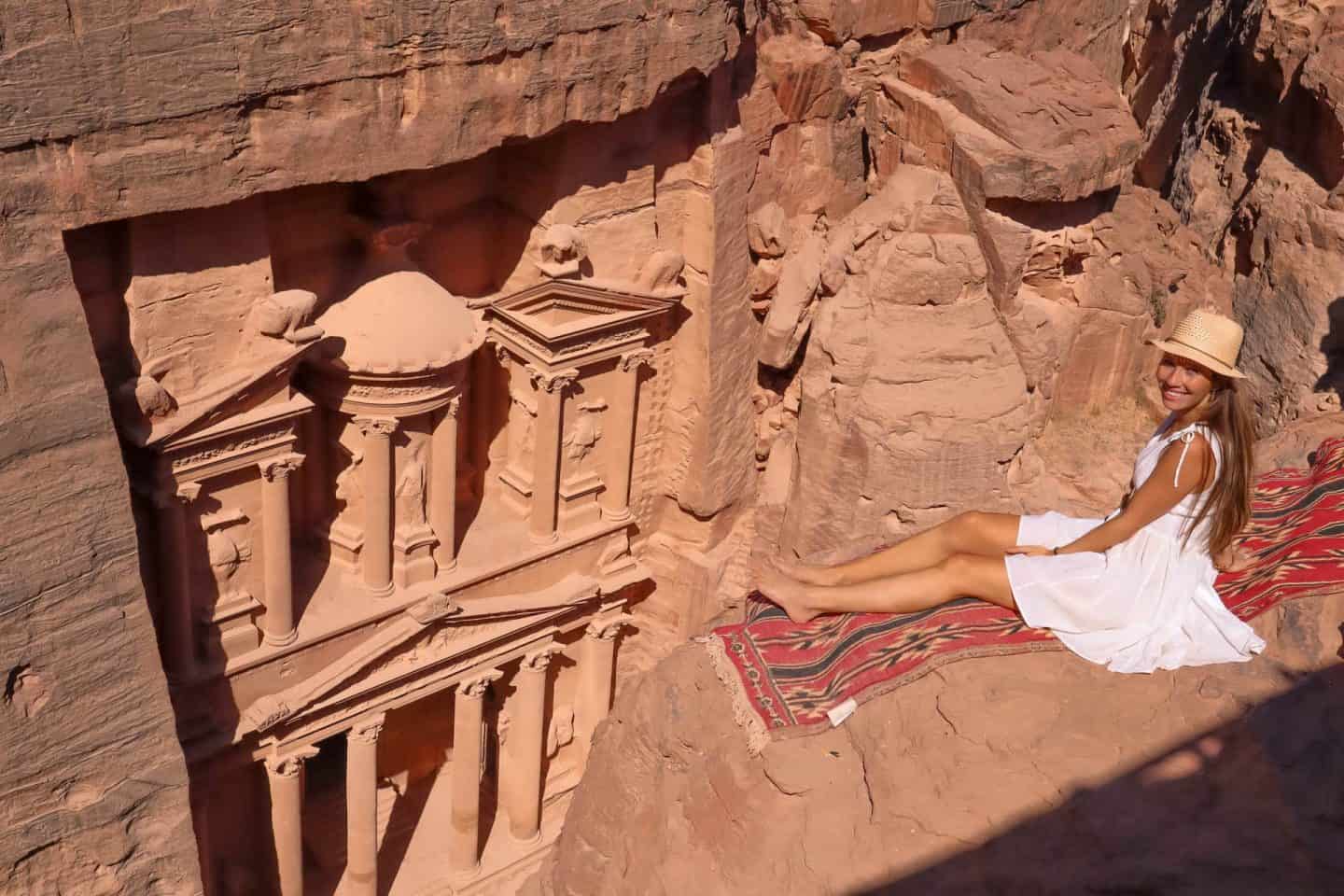 Admiring the view from the famous viewpoint in Petra