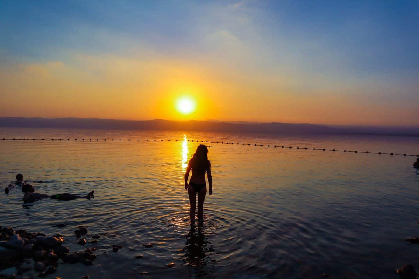 Entering the Dead Sea in Jordan