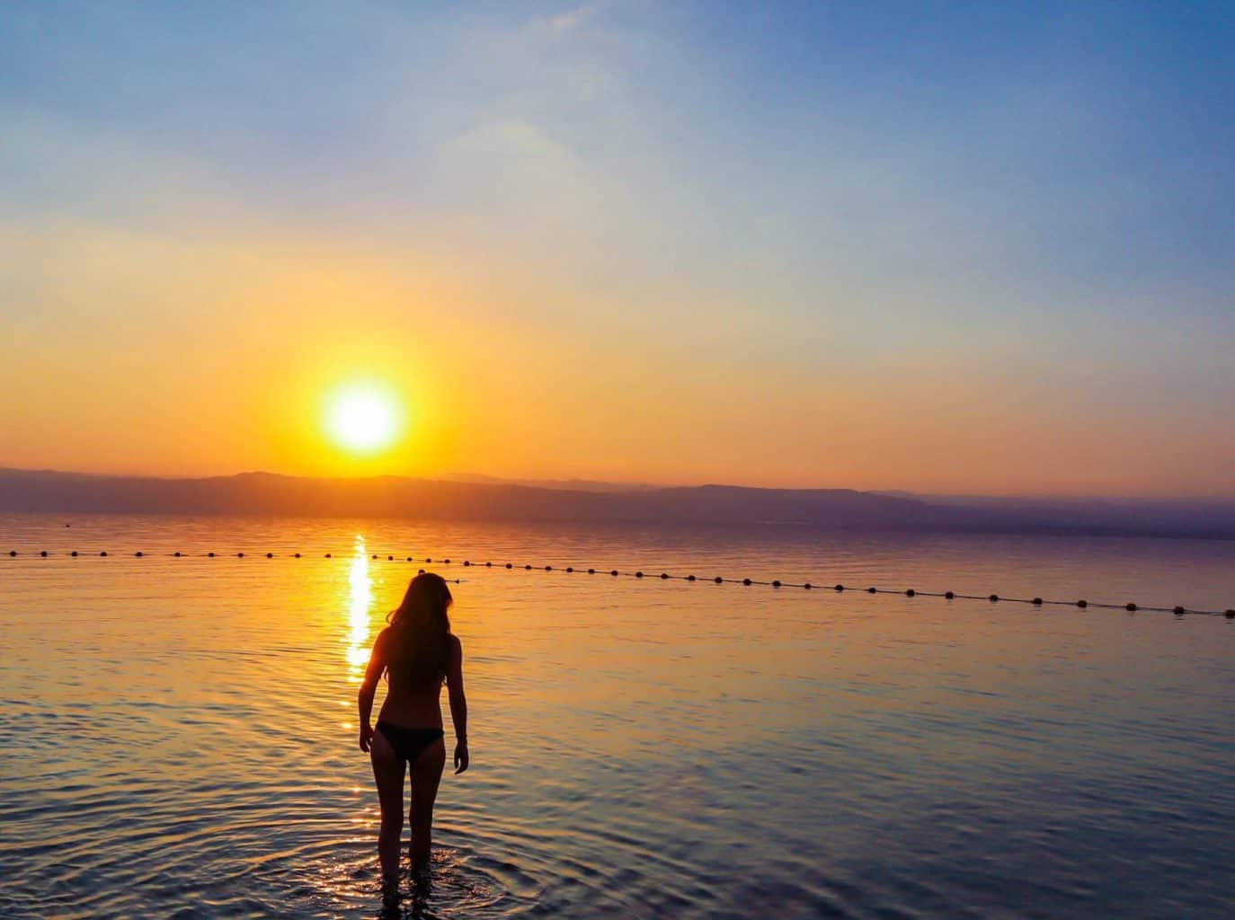 Entering the Dead Sea in Jordan