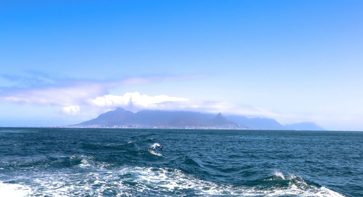 The view from the ferry heading to Robben Island from Cape Town