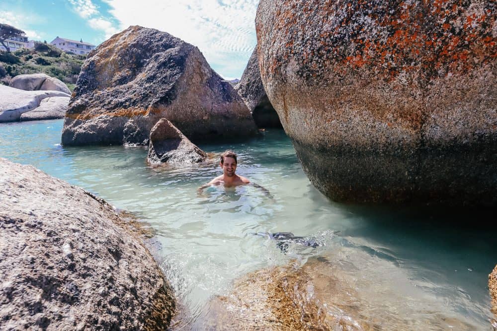 Swimming with penguins at Boulders Beach