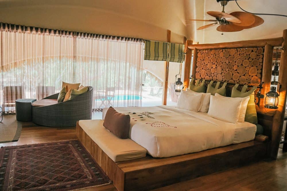 Our room at Chena Huts, with the pool in the background