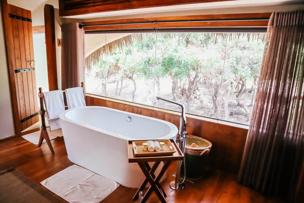 The bathroom area at Chena Huts, Yala National Park