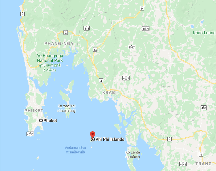 Location of the Phi Phi Islands