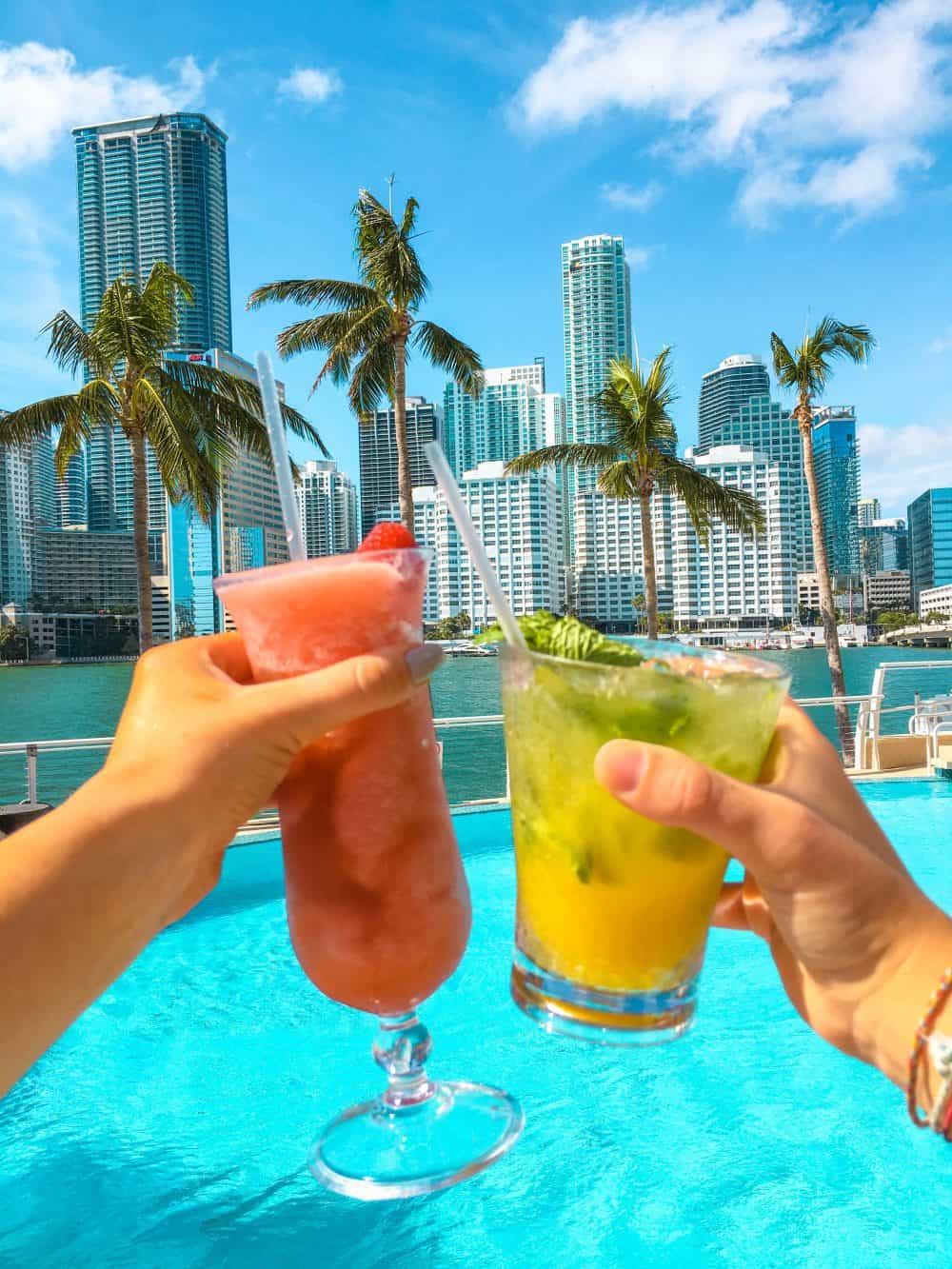 Poolside cocktails at the Mandarin Oriental, Downtown Miami