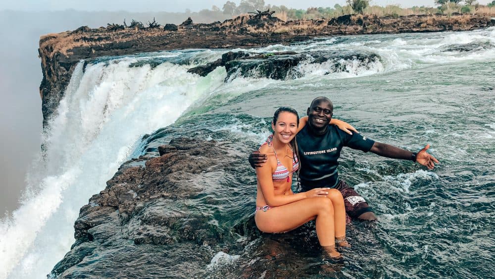 Enjoying the Devil's Pool in Zambia