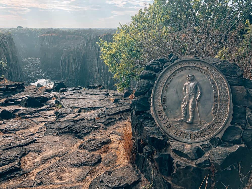 David Livingstone plaque on Livingstone Island, Zambia