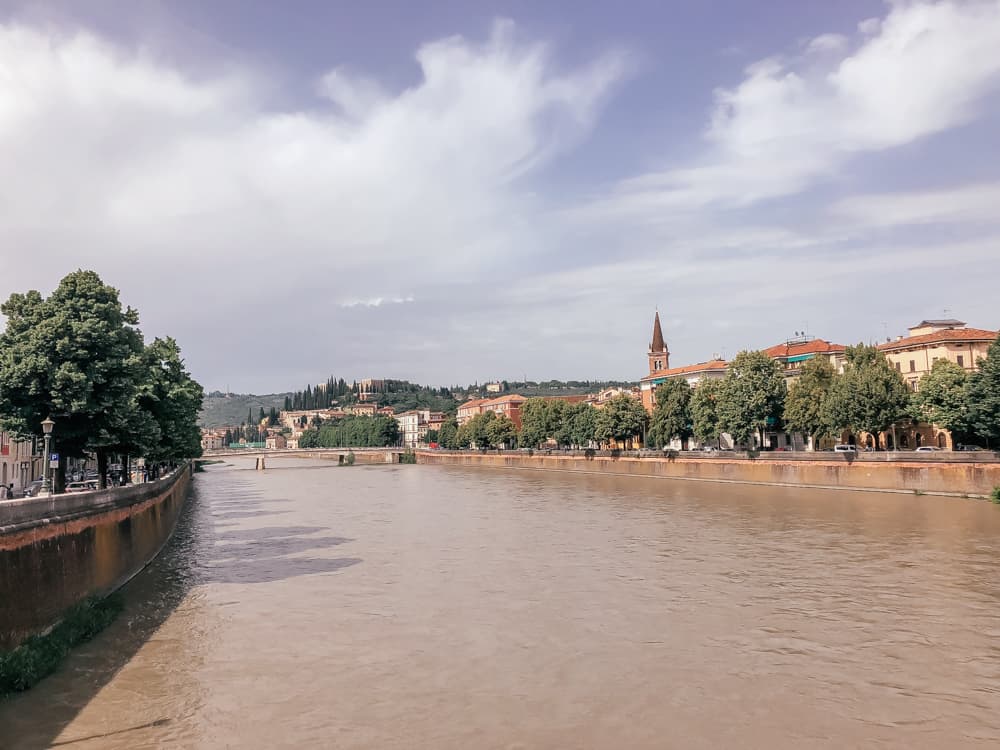 Views across Verona from the Ponte Pietra