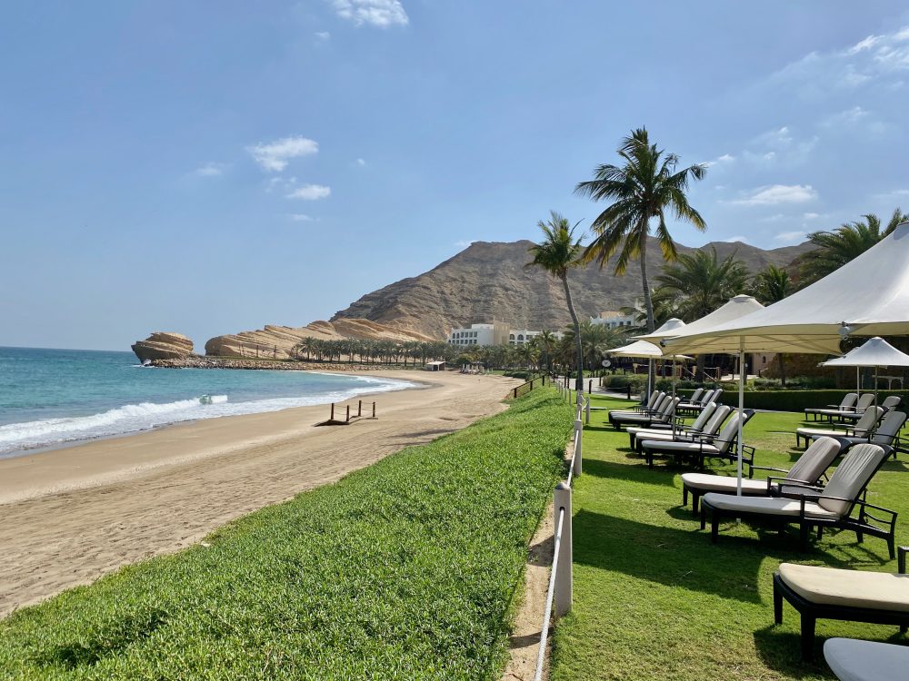 The beach in front of the beautiful Shangri-La Barr Al Jissah Hotel, near Muscat