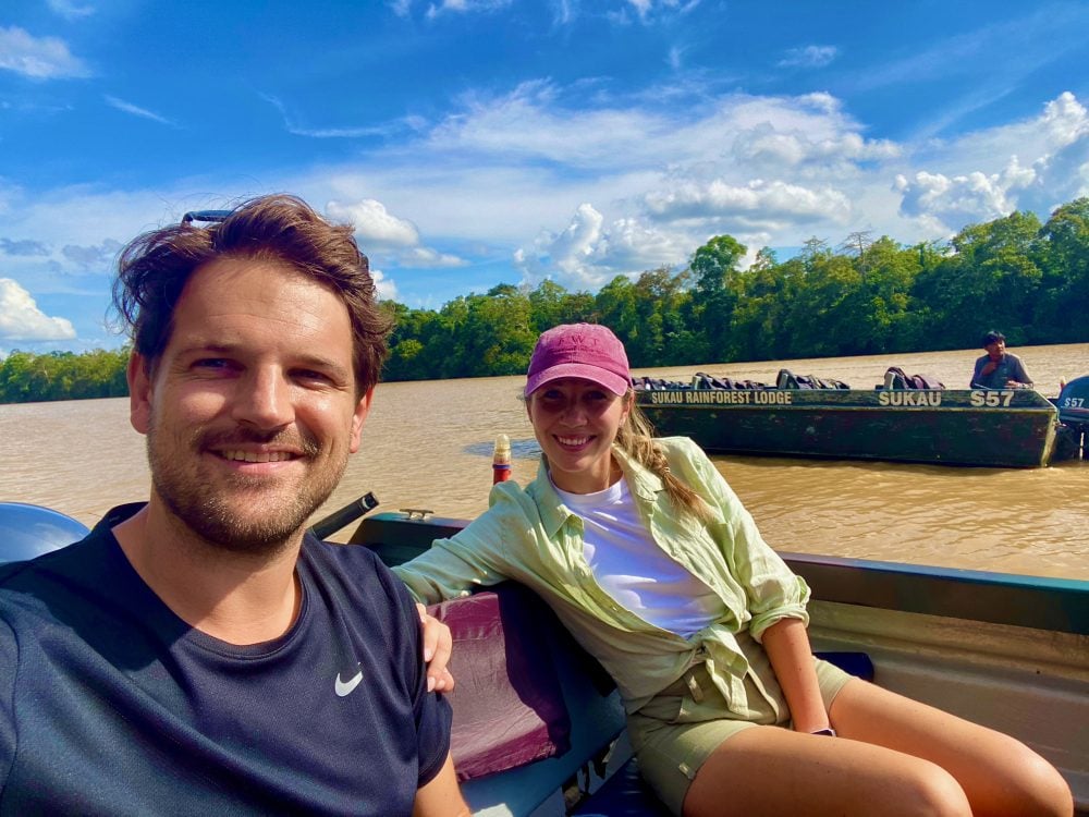 In our river boat to explore the Kinabatangan River