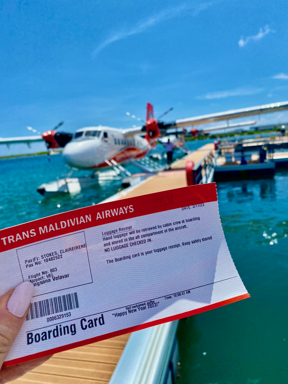 My seaplane boarding pass