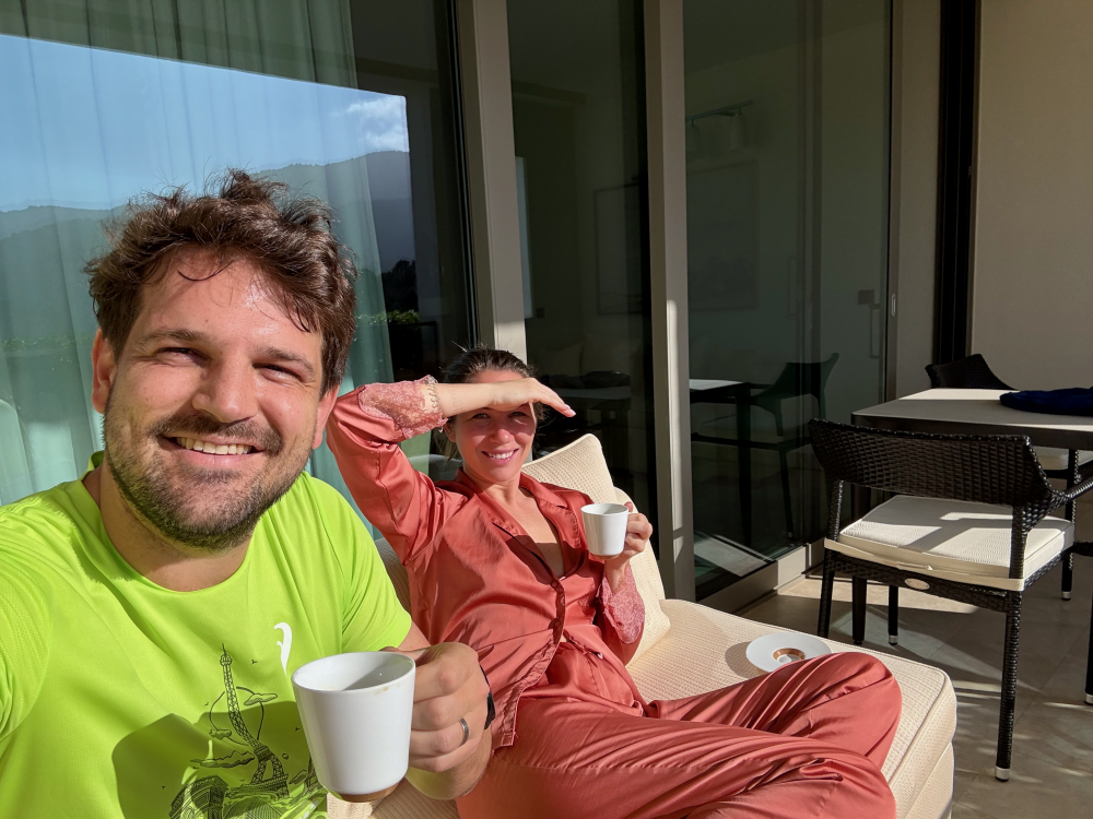 Coffees on our terrace in the morning in Port Sóller