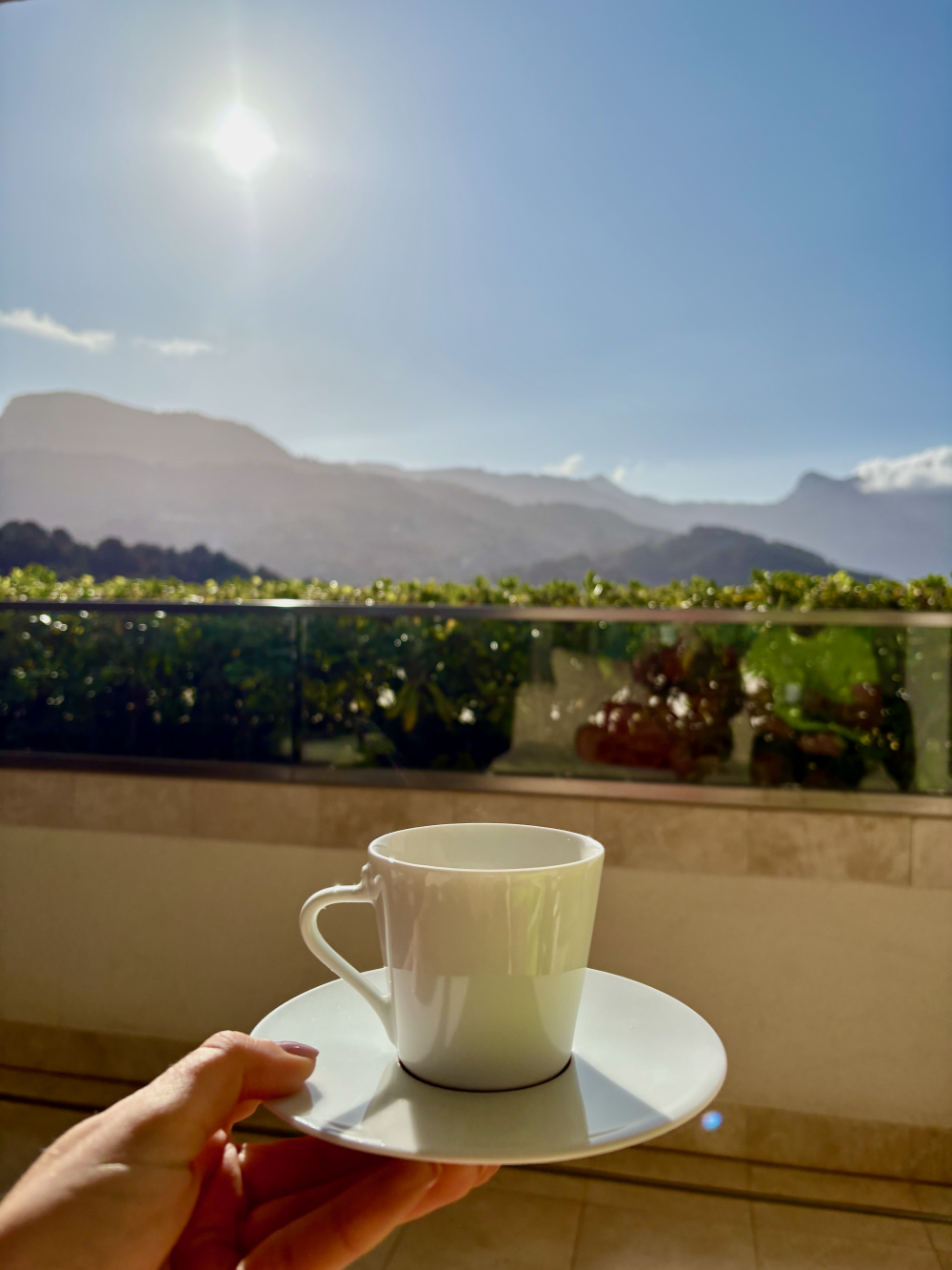 Coffee with a view of the Tramuntana Mountains
