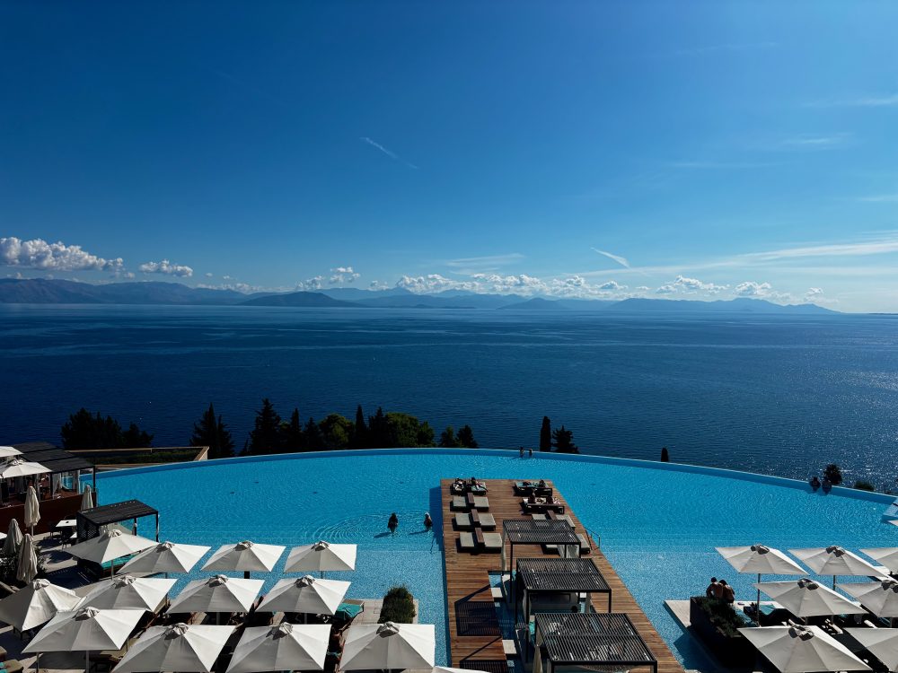 Overlooking the pool at Angsana Corfu