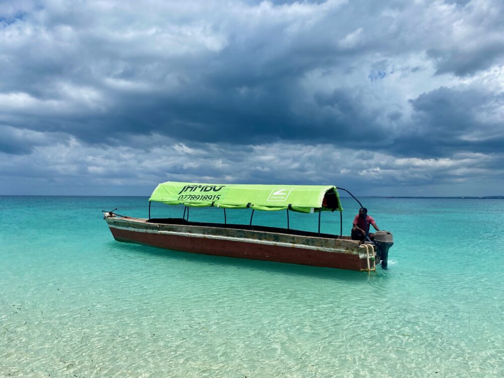 Local dhow boat leaving Stone Town