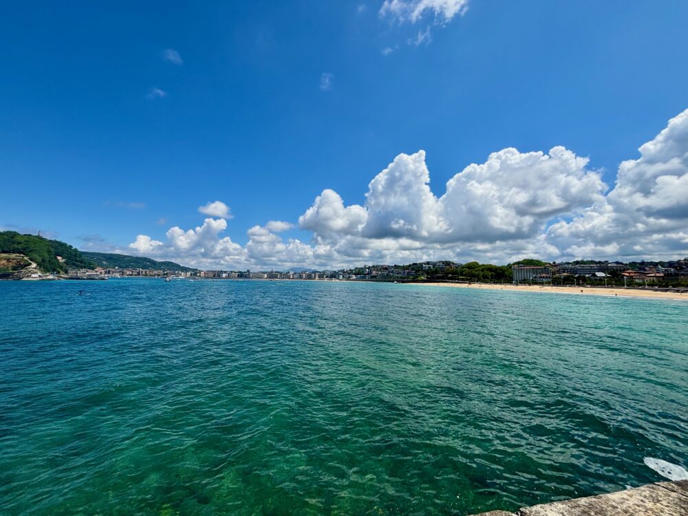 The beautiful waters at La Concha beach in San Sebastián in Spain