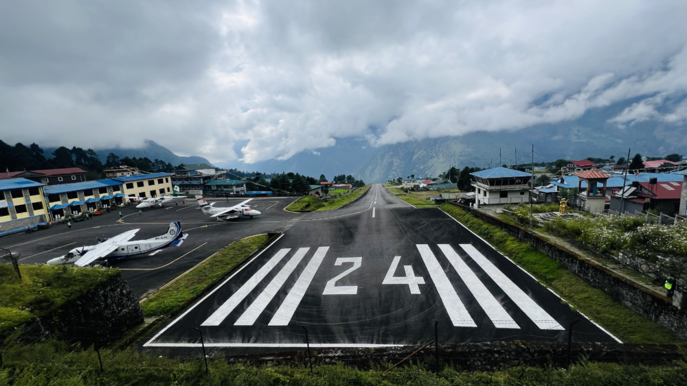 The airport runway at Lukla, Nepal