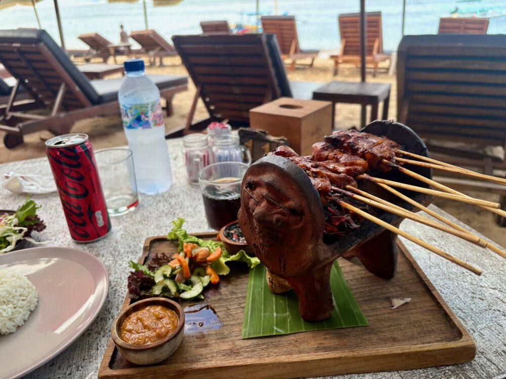 Satay chicken on the beach