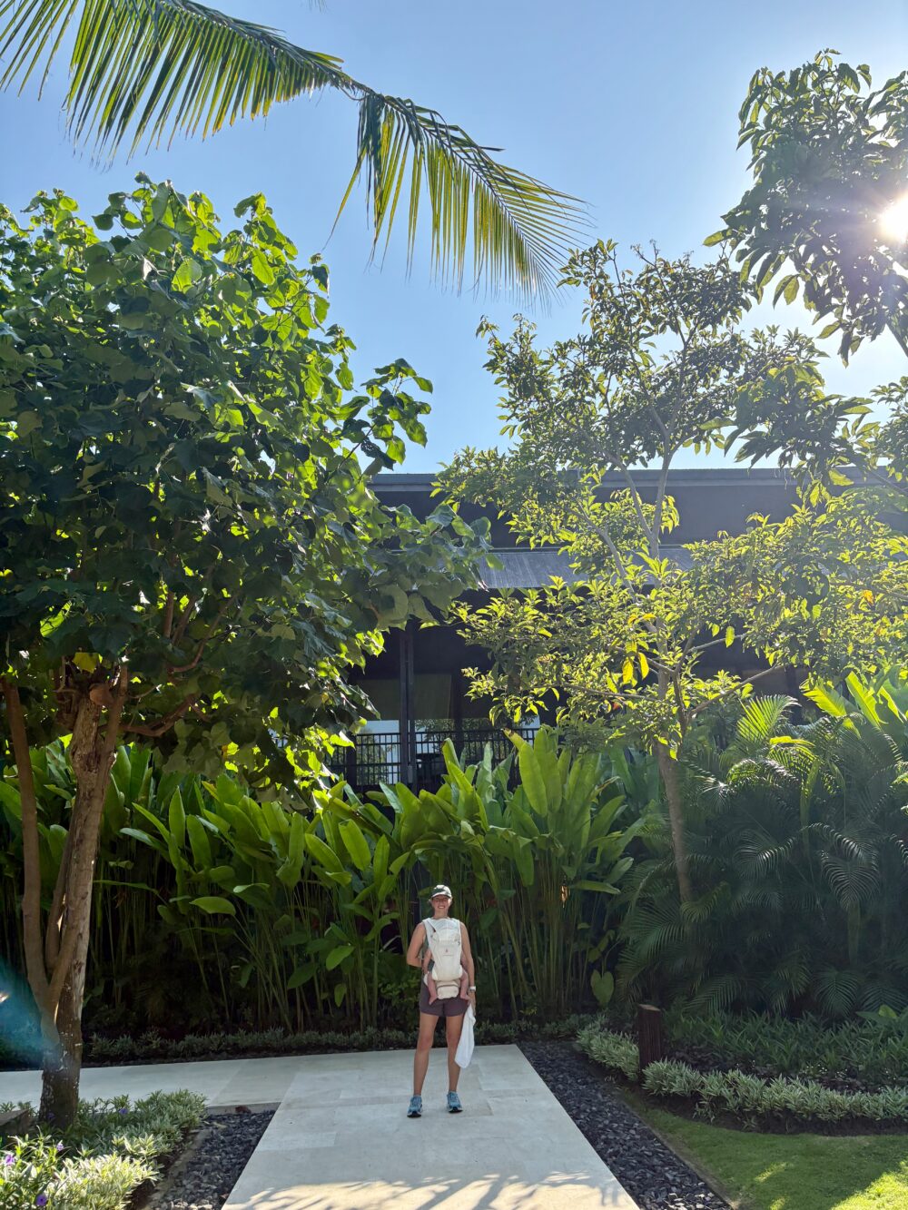 enjoying the hotel grounds of Bali Beach Hotel