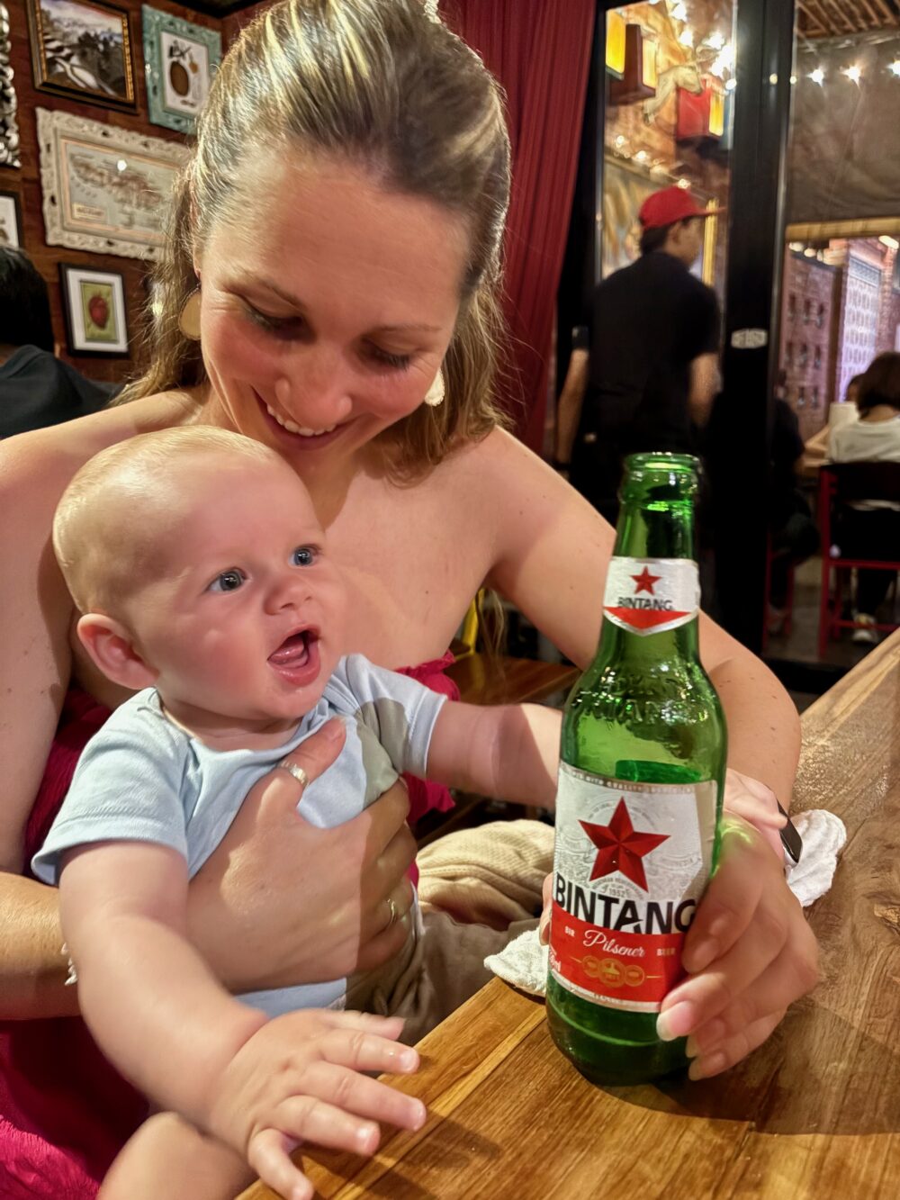 Enjoying a Bintang beer in Bali