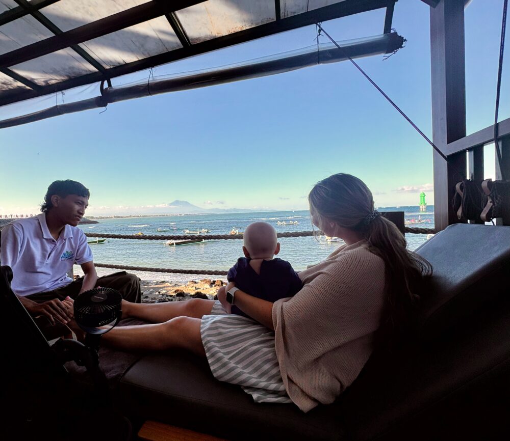 Enjoying a foot massage in Sanur