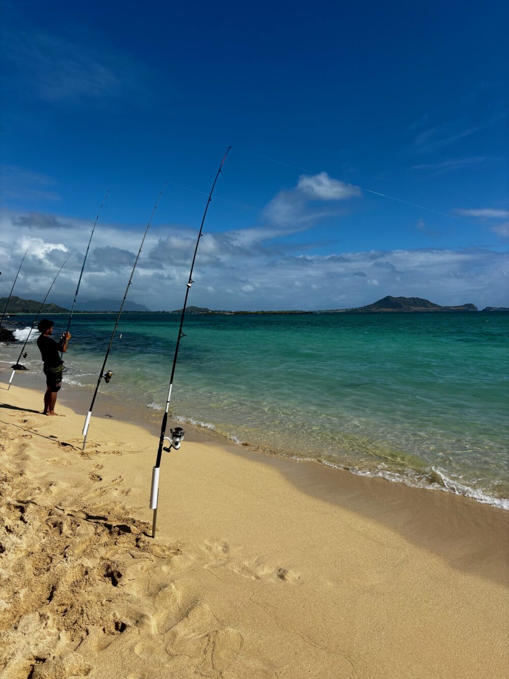Fishing at Lanakai Beach