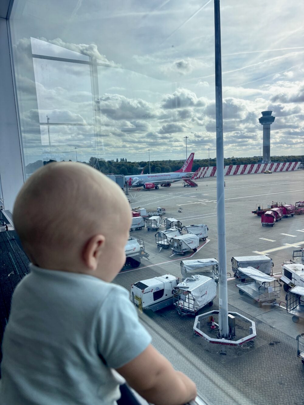 waiting to board our Jet2 flight at London Stansted Airport