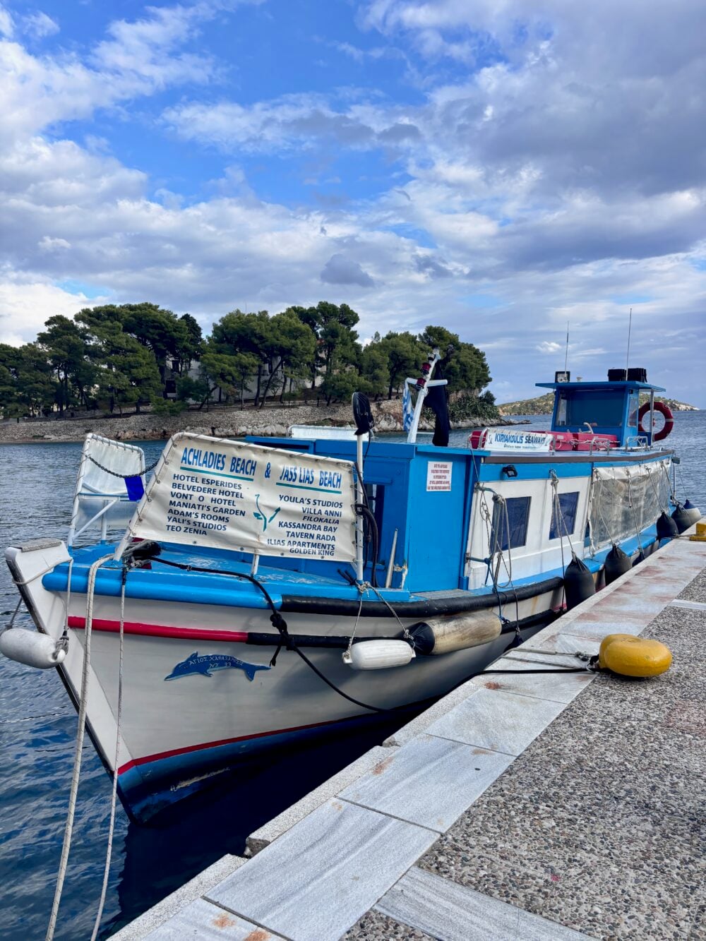 The water taxi to Kassandra Bay Hotel in Skiathos