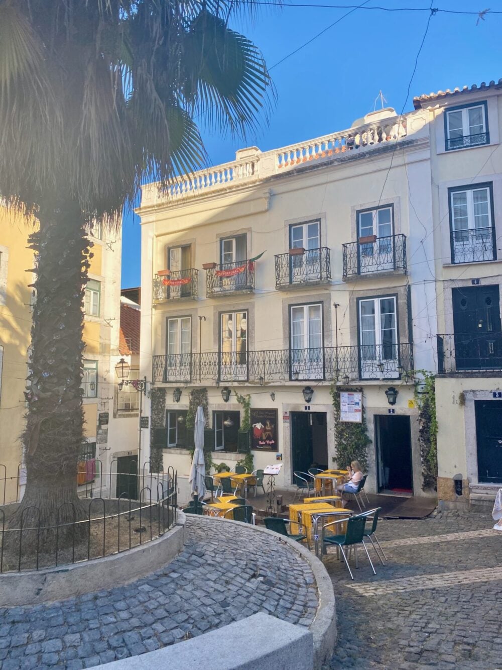 Traditional Lisbon buildings with wrought-iron balconies