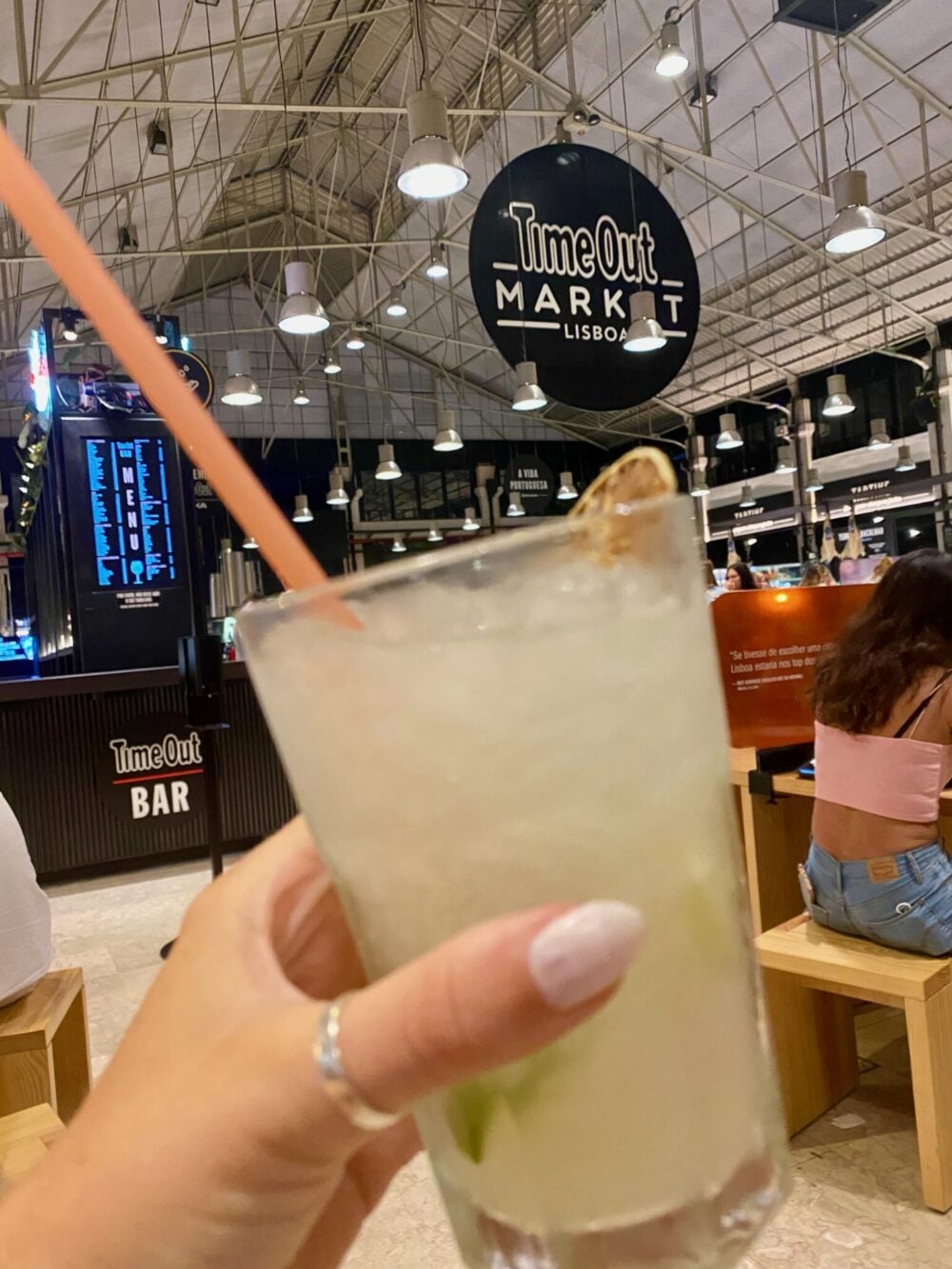 Drink at the bar in Time Out Market, Lisbon